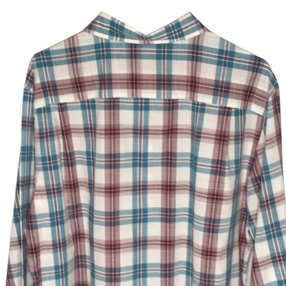 Van Heusen Dress Shirt Men XLT 17-17 1/2 Teal White Plaid Easter Button Down - Picture 7 of 11
